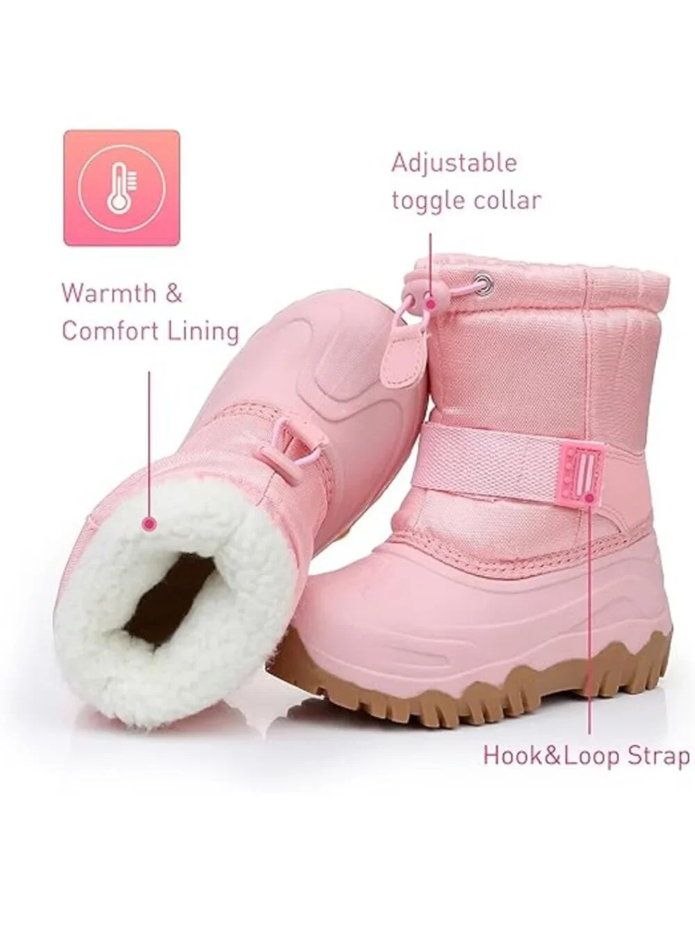 New Ahannie Girls Winter Snow Boots In Pink Size 8 Toddler